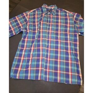 Above Average 2L-Tall Plaid Short Sleeve Button-Up Shirt Cotton Blend